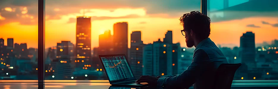 Interface de site corporativo destacando autoridade, performance e conversão