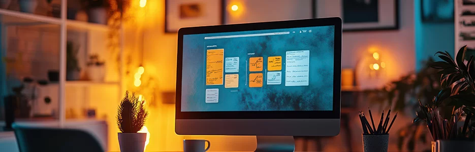Reunião estratégica analisando estrutura de site corporativo para expansão empresarial
