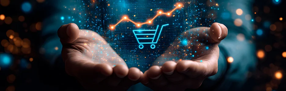Executivos analisando dados de vendas com inteligência artificial e comportamento do consumidor