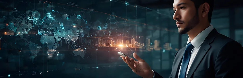 Profissionais de marketing analisando inteligência artificial aplicada à automação, análise de dados e geração de resultados empresariais.